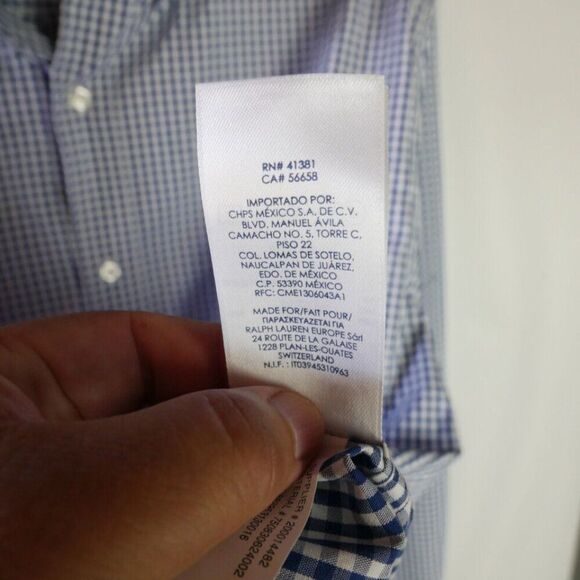 Chaps Men's 2XL Long Sleeve Shirt Easy Care Stretch Blue White Checkered - Picture 6 of 13